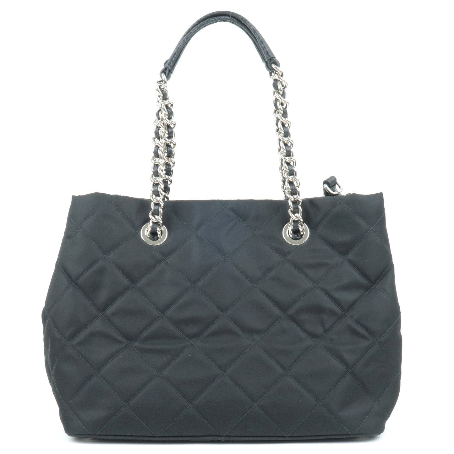 Prada Prada Nylon Leather 2Way Chain Tote Bag Nero