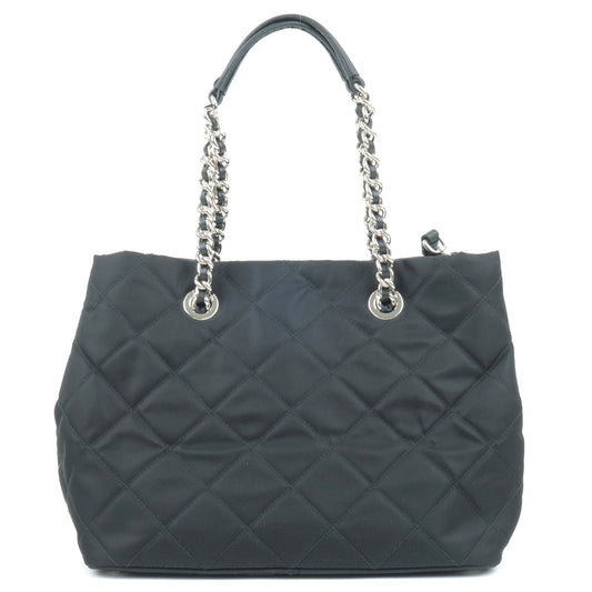 Prada Prada Nylon Leather 2Way Chain Tote Bag Nero