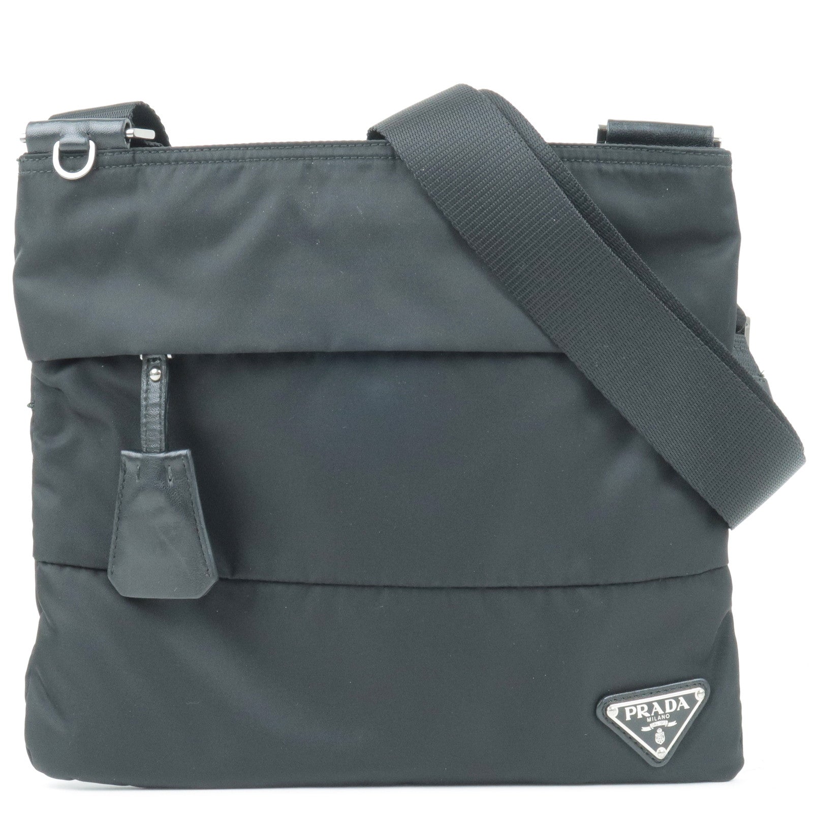 Prada Prada Logo Nylon Leather Shoulder Bag Nero Black Bt0741 35793 2