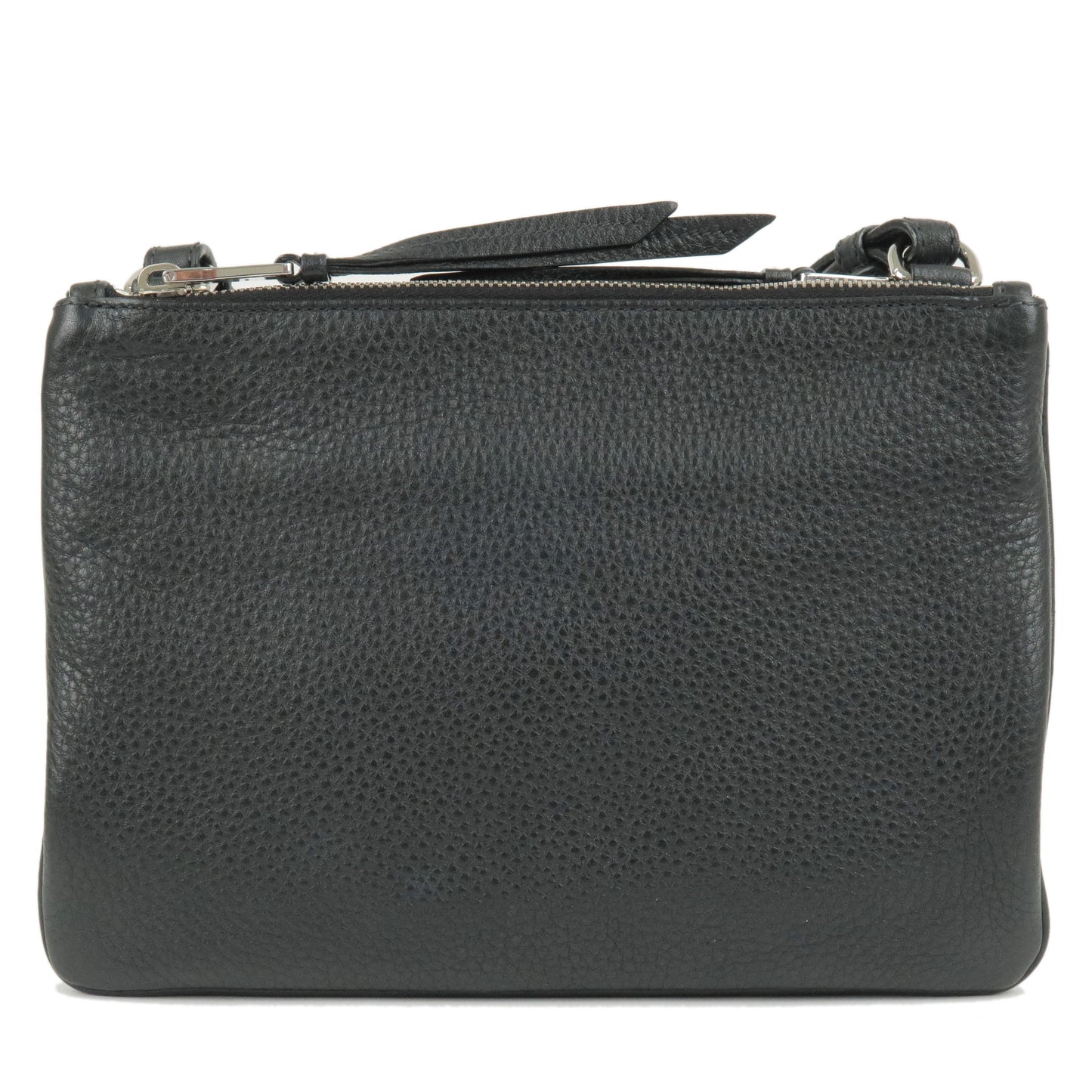 Prada Prada Logo Leather Shoulder Bag Silver Hardware Black