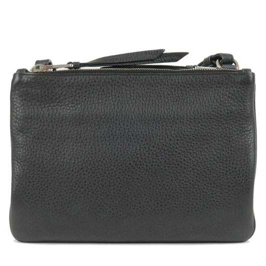 Prada Prada Logo Leather Shoulder Bag Silver Hardware Black