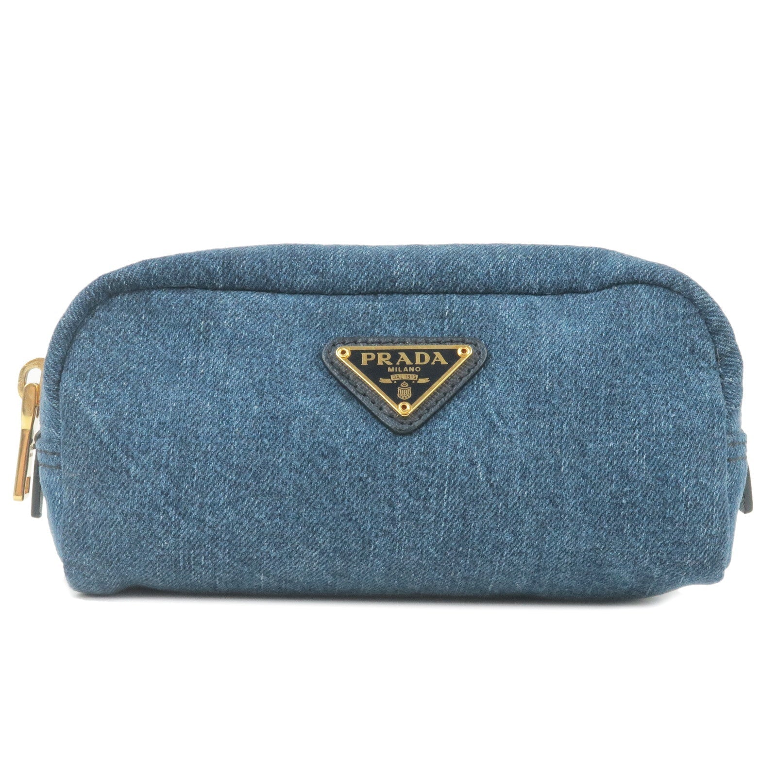 Prada Prada Leather Pouch Clutch Bag Cosmetics Bag Blue