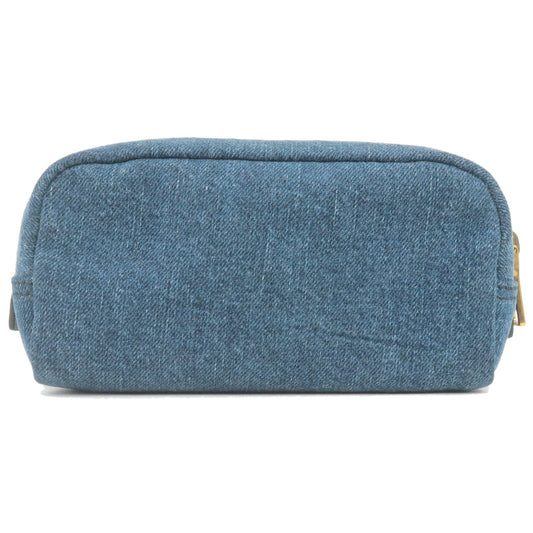 Prada Prada Leather Pouch Clutch Bag Cosmetics Bag Blue