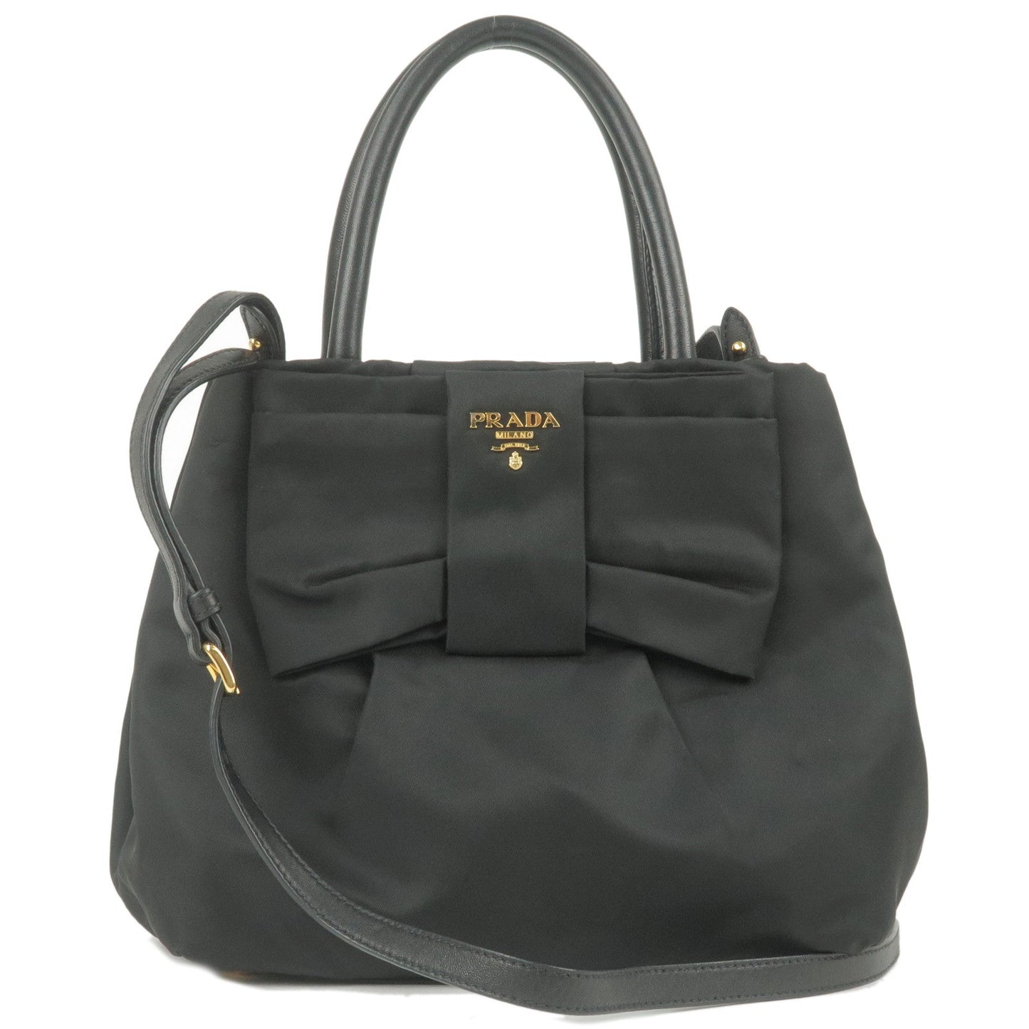 Prada Prada Logo Nylon Leather Ribbon 2Way Bag Nero Travel Bag