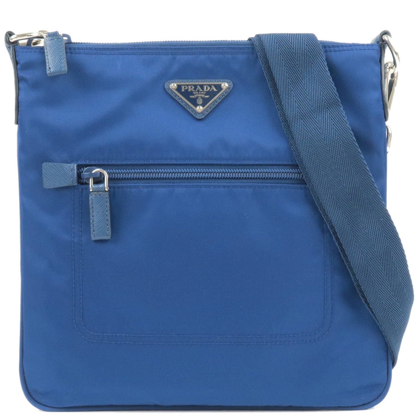 Prada Prada Logo Nylon Leather Shoulder Bag Bluette Blue