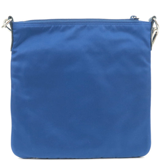 Prada Prada Logo Nylon Leather Shoulder Bag Bluette Blue