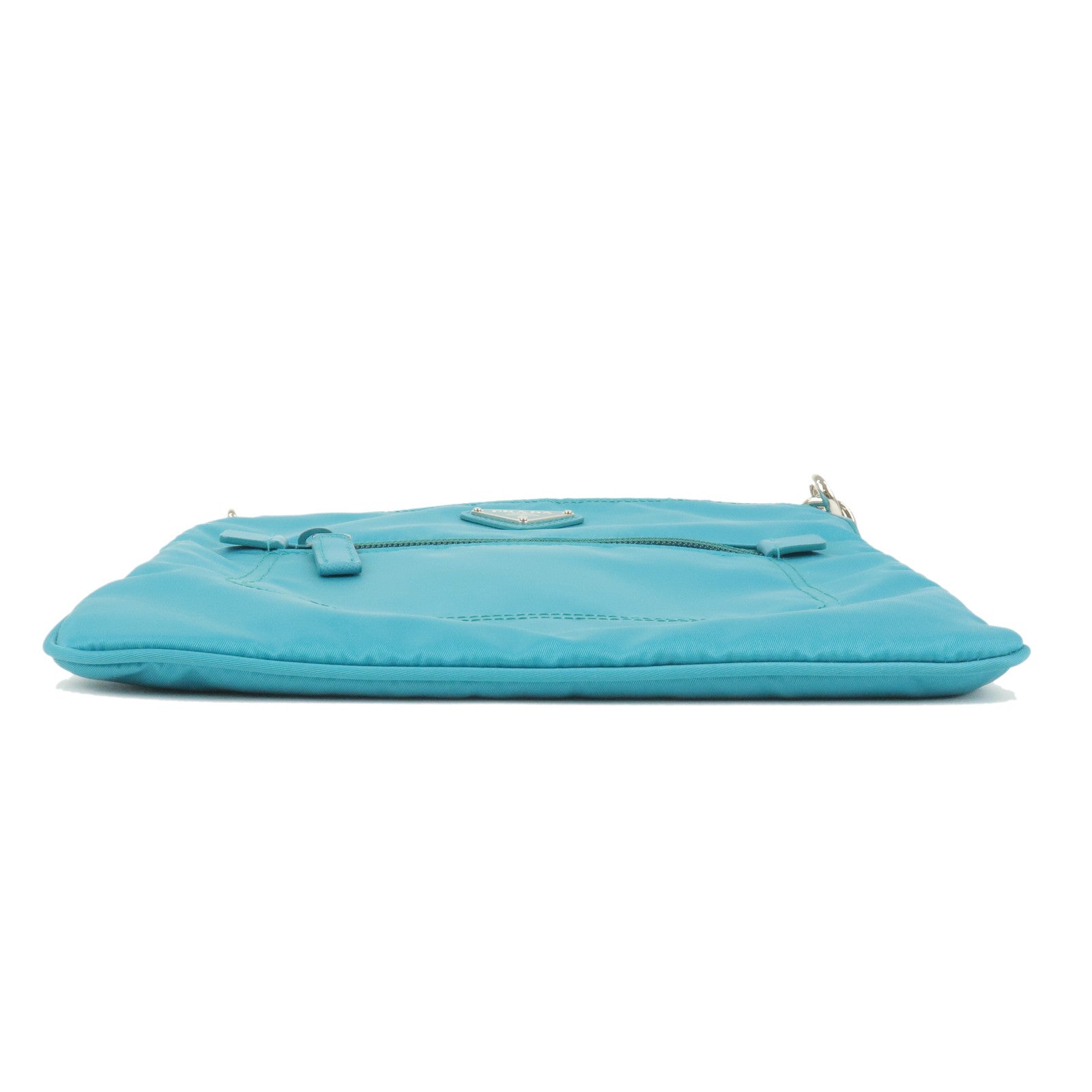 Prada Prada Logo Nylon Leather Shoulder Bag Turquoise Blue