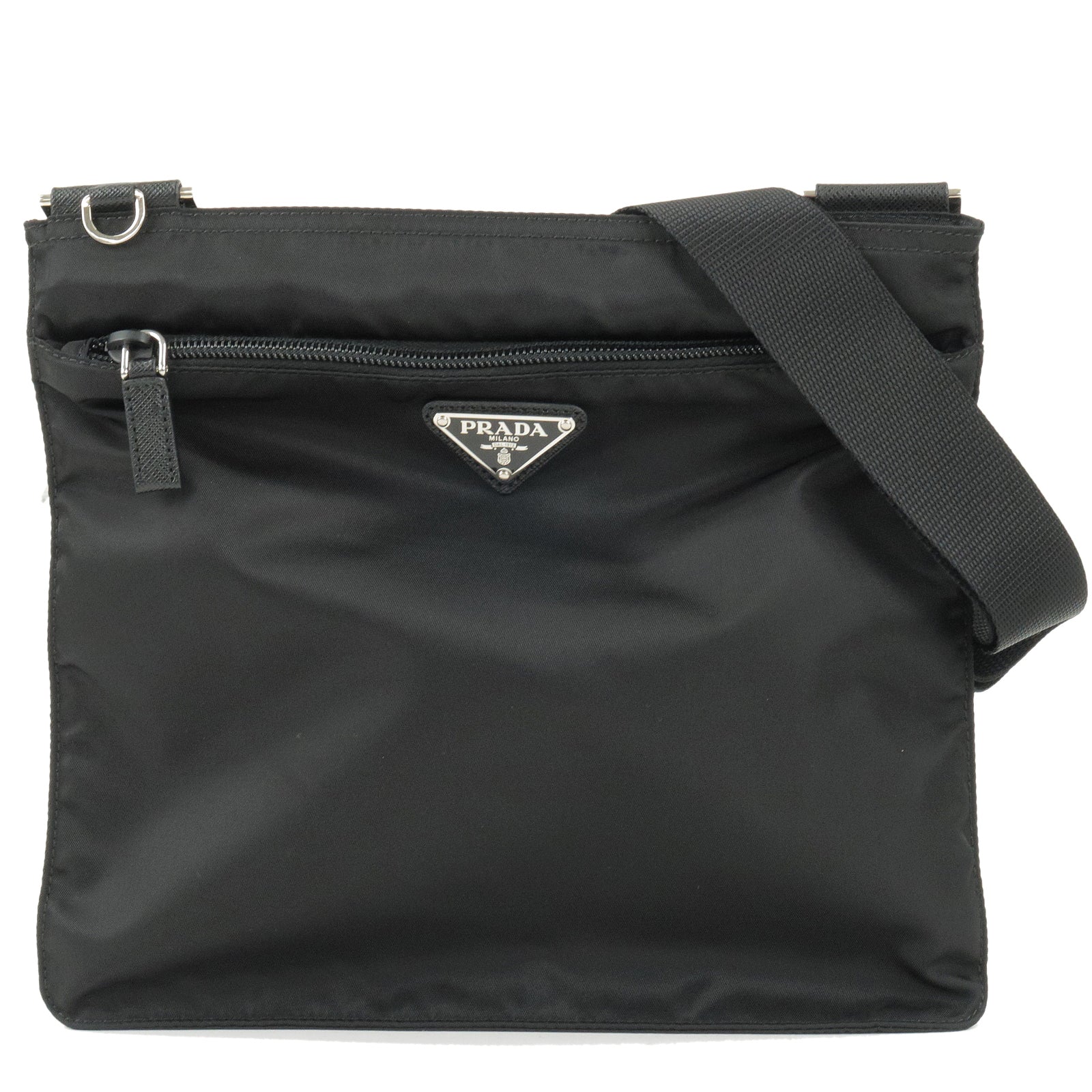 Prada Prada Logo Nylon Leather Shoulder Bag Crossbody Bag Black 35937 12