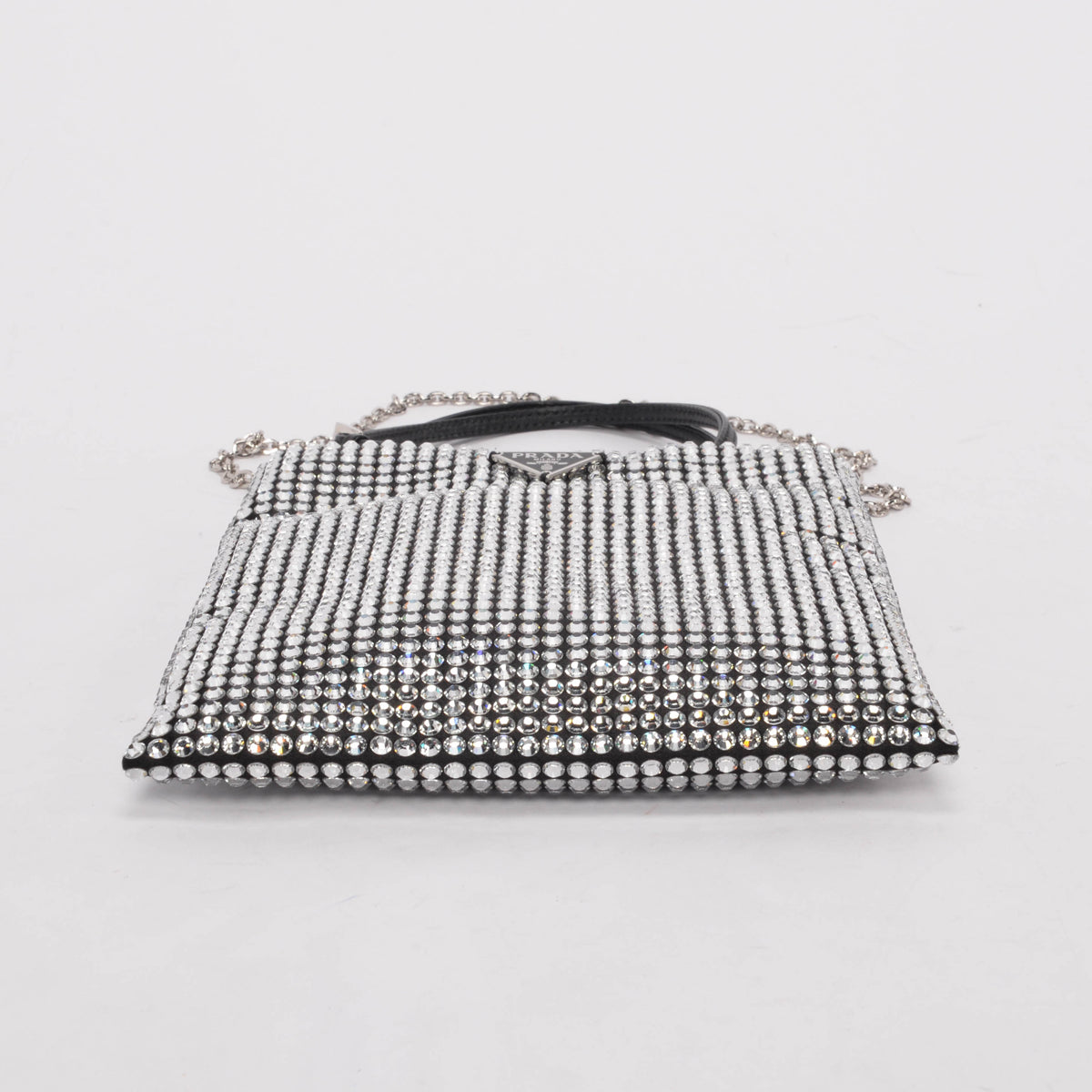 Prada Crystal Tote Bag Satin Black Mini