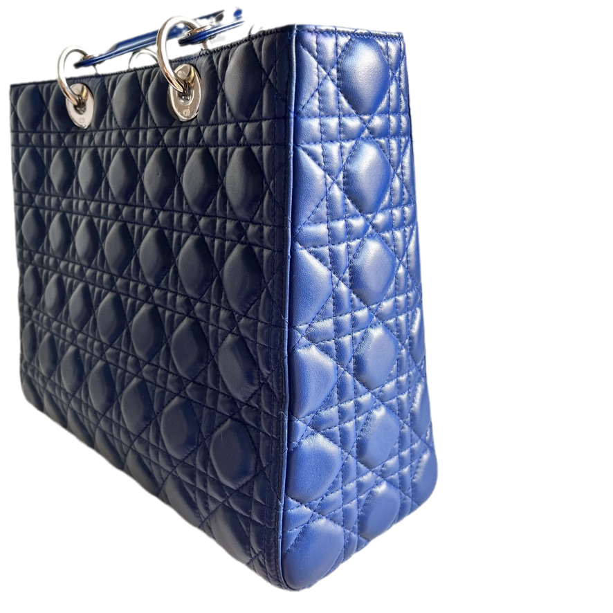 Dior Lady Bag Navy Lambskin Cannage Leather Large Travel Bag
