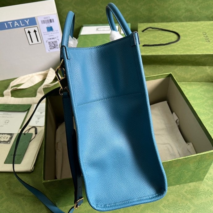 gg 12in 31.5cm gg Blue Small Logo Tote Bag