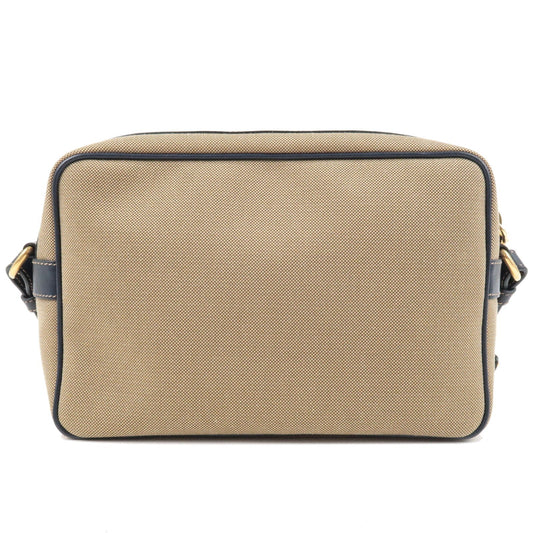Prada Prada Logo Jacquard Leather Shoulder Bag Beige Navy