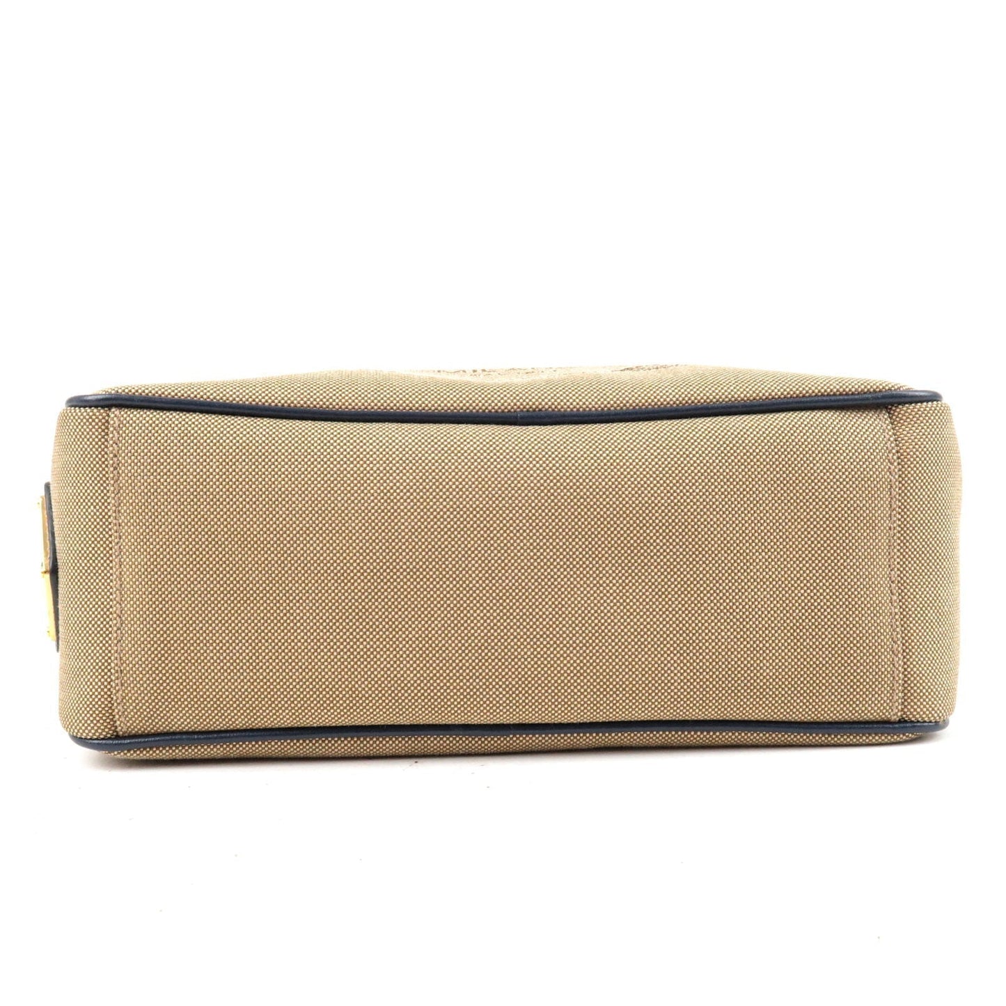 Prada Prada Logo Jacquard Leather Shoulder Bag Beige Navy