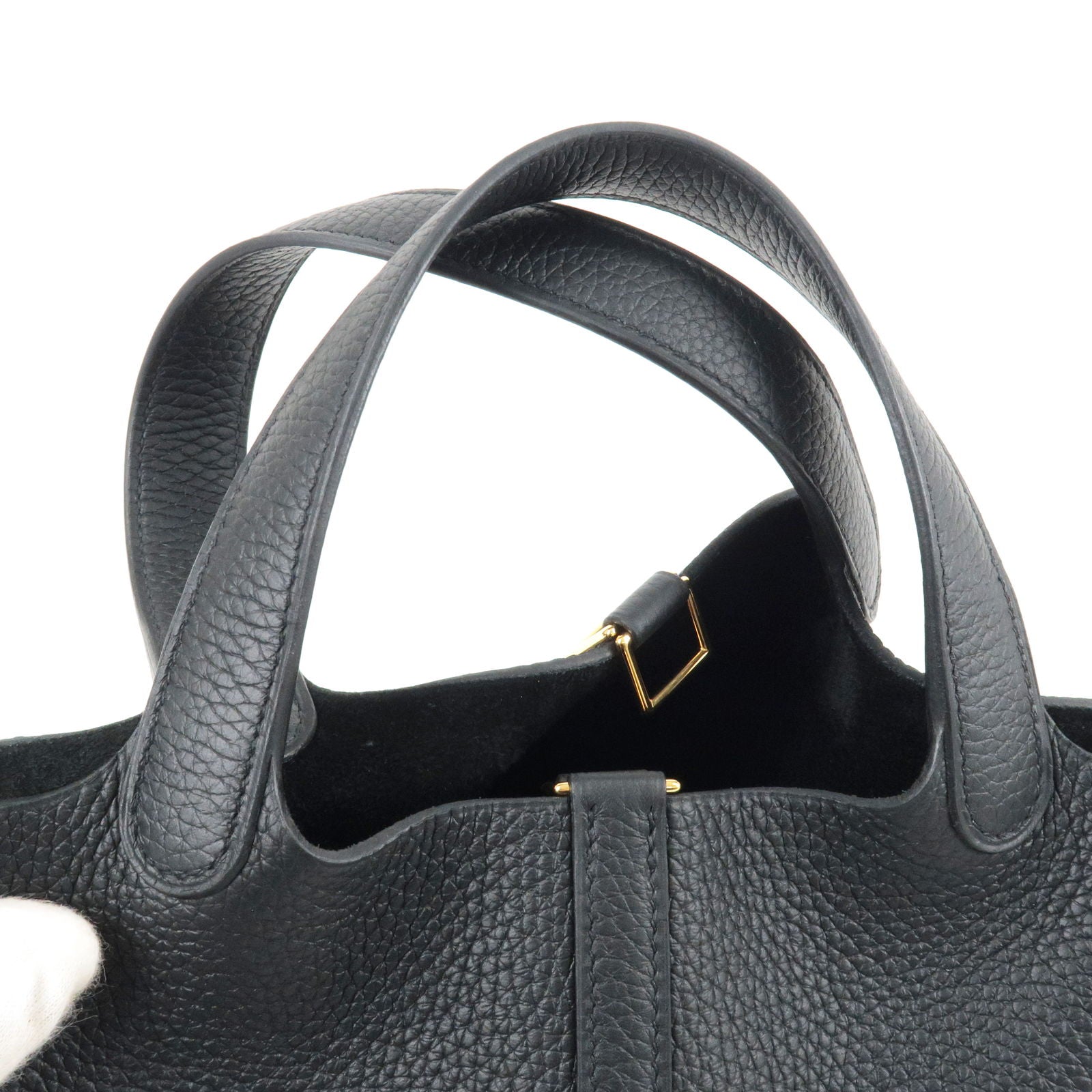 Hermes Luxury Taurillon Clemence Picotin Lock Pm Hand Black Travel Bag