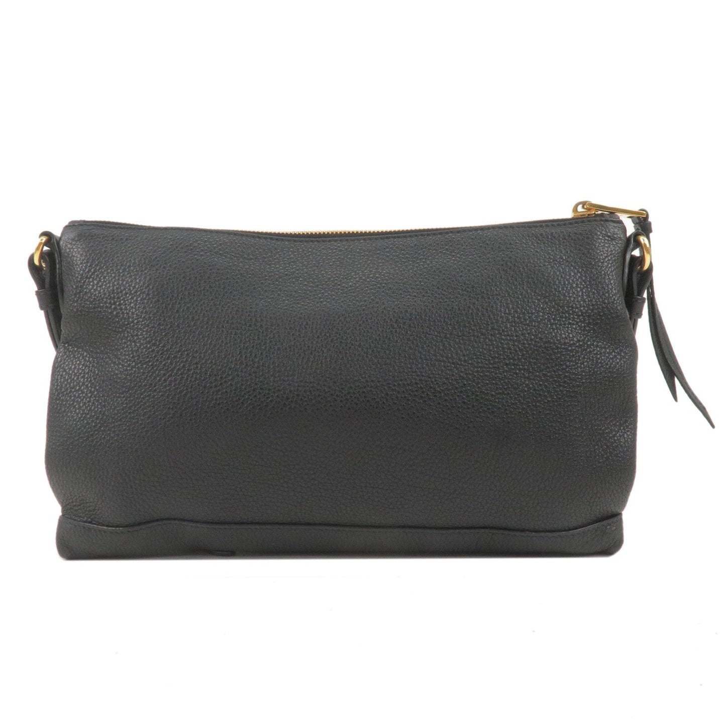 Prada Prada Logo Leather Shoulder Bag Gold Hardware Black Black 36168 1