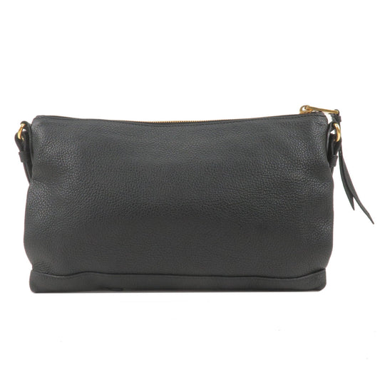 Prada Prada Logo Leather Shoulder Bag Gold Hardware Black Black 36168 1