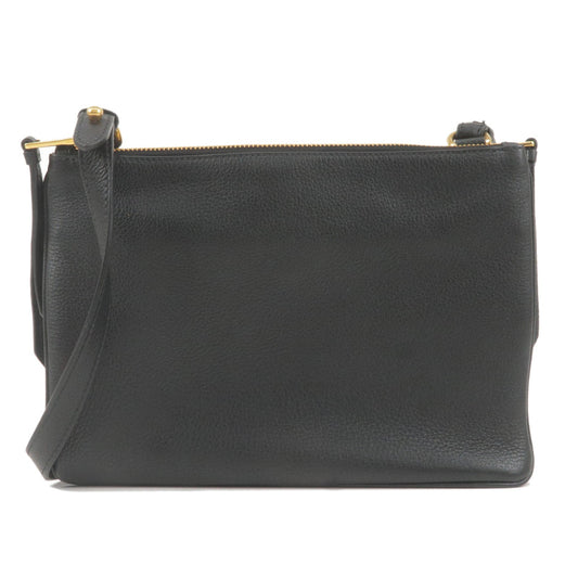 Prada Prada Logo Leather Shoulder Bag Gold Hardware Black