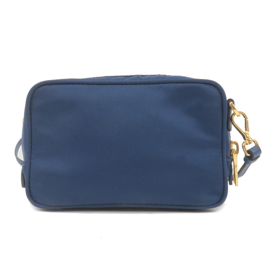 Prada Prada Logo Nylon Leather Ribbon Shoulder Bag Navy