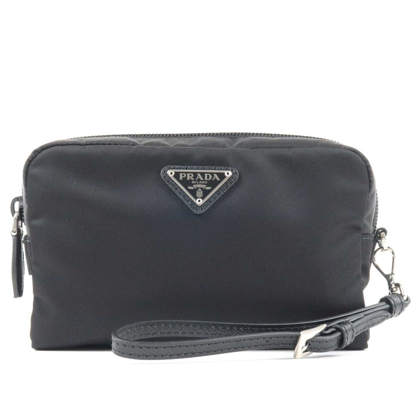 Prada Prada Logo Nylon Leather Pouch Clutch Bag Nero 1Ne021 36171 11