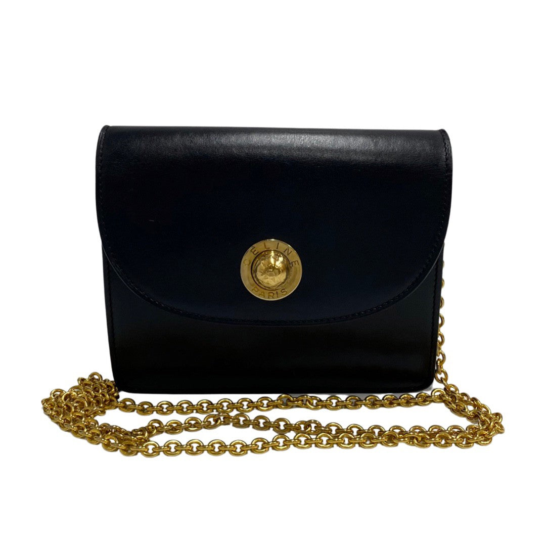 Shoulder Bag Calfskin, Navy Star Ball Metal Leather