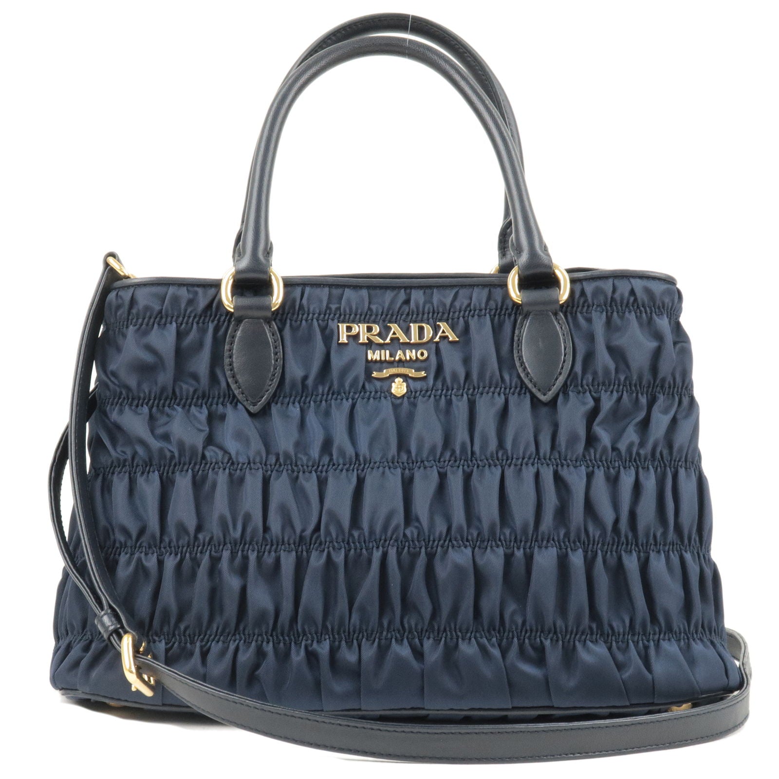 Prada Prada Nylon Leather Gather 2Way Bag Hand Bag Travel Bag