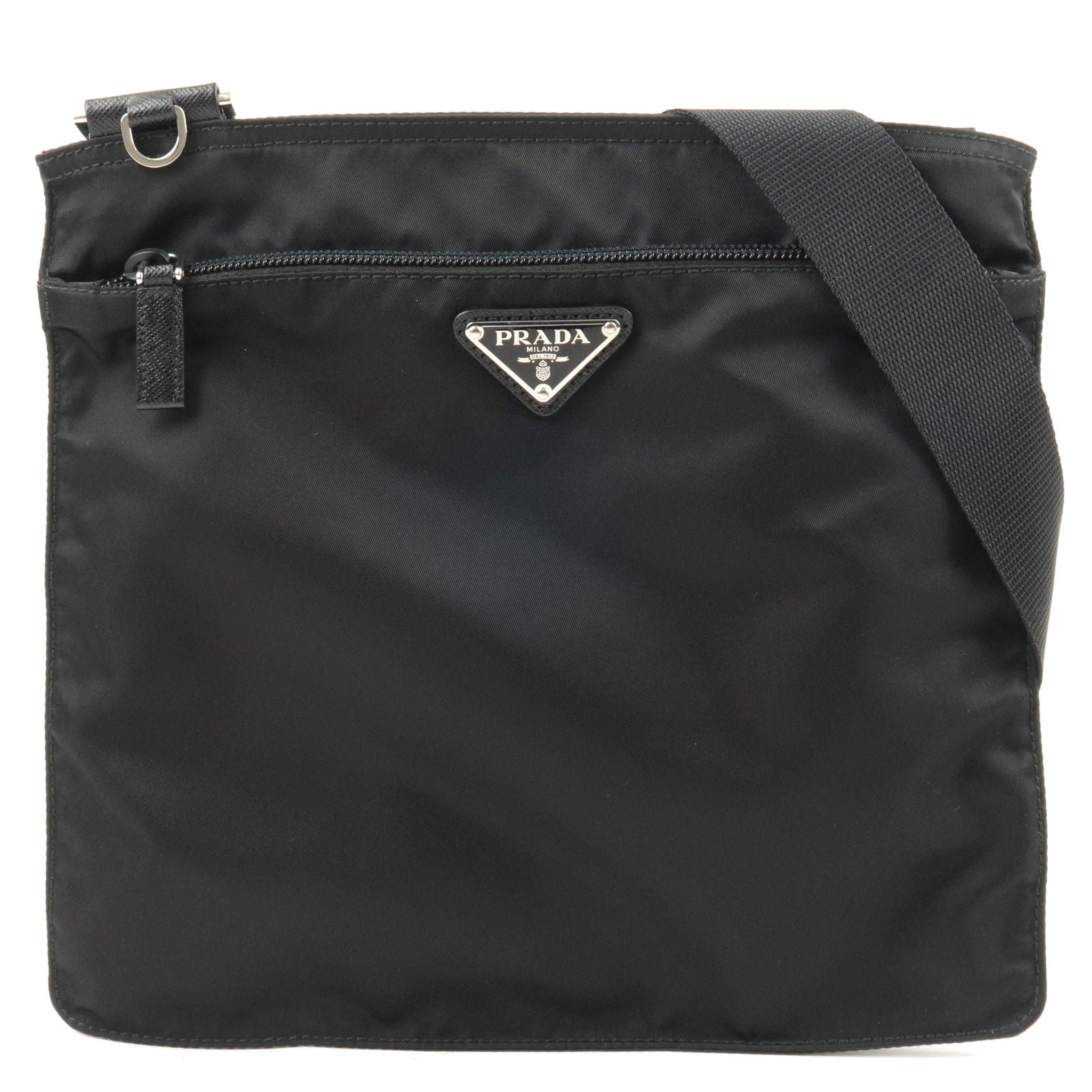 Prada Prada Logo Nylon Leather Shoulder Bag Nero Black 1Bh978 36235 12