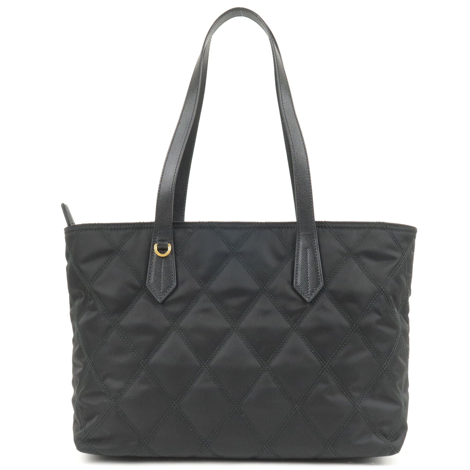 Prada Prada Nylon Leather Quilting Chain Tote Bag Nero 1Bg086 36240 5