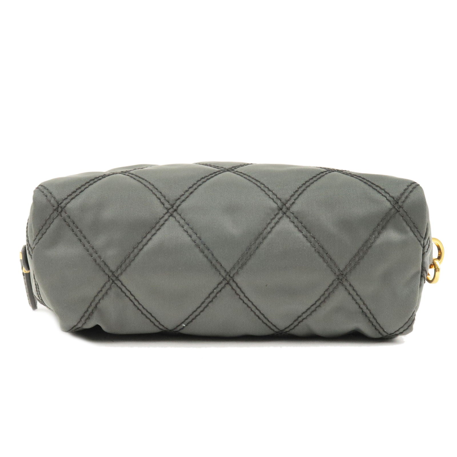 Prada Prada Nylon Leather Quilting Pouch Clutch Bag Gray