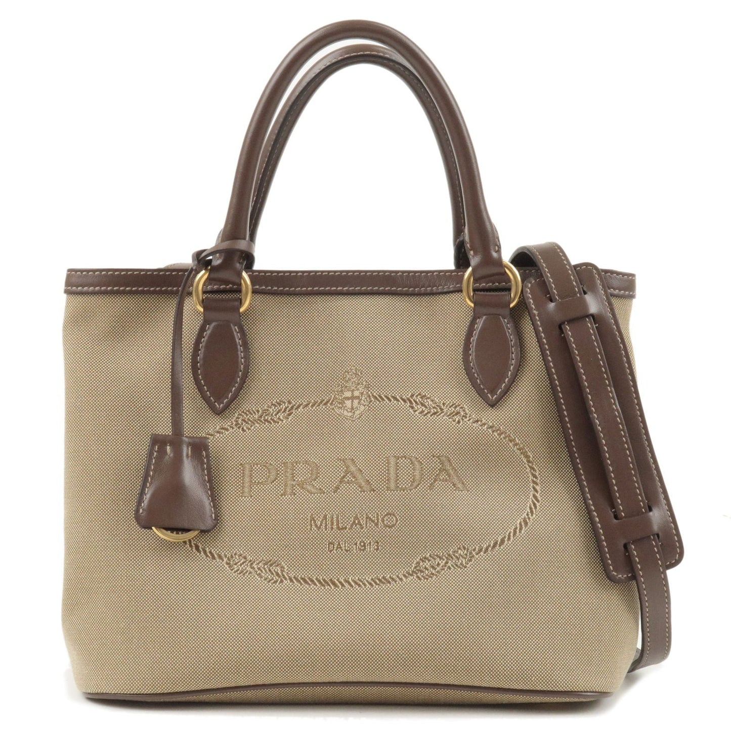 Prada Prada Logo Jacquard Leather 2Way Bag Hand Bag Travel Bag 1Ba172 36308 9