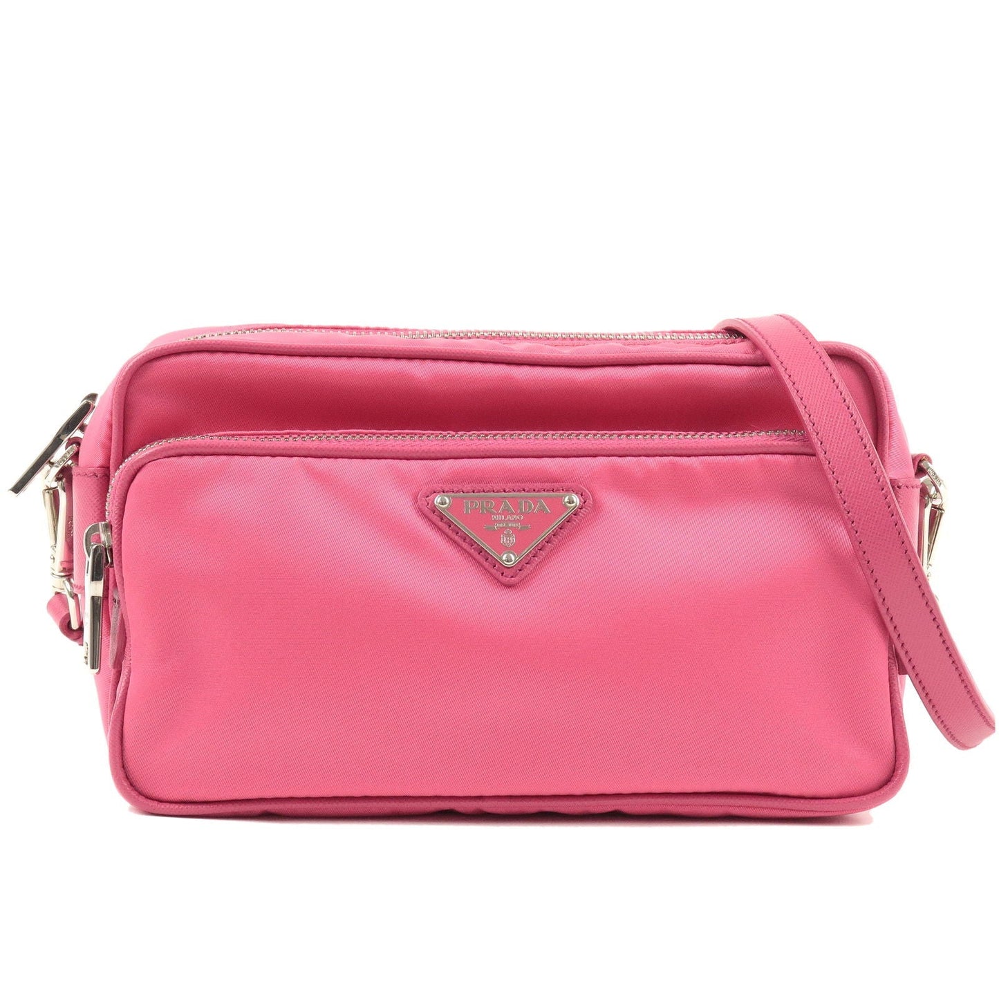 Prada Prada Logo Nylon Leather Crossbody Shoulder Bag Fuxia Crossbody Bag Bt1010 36343 13