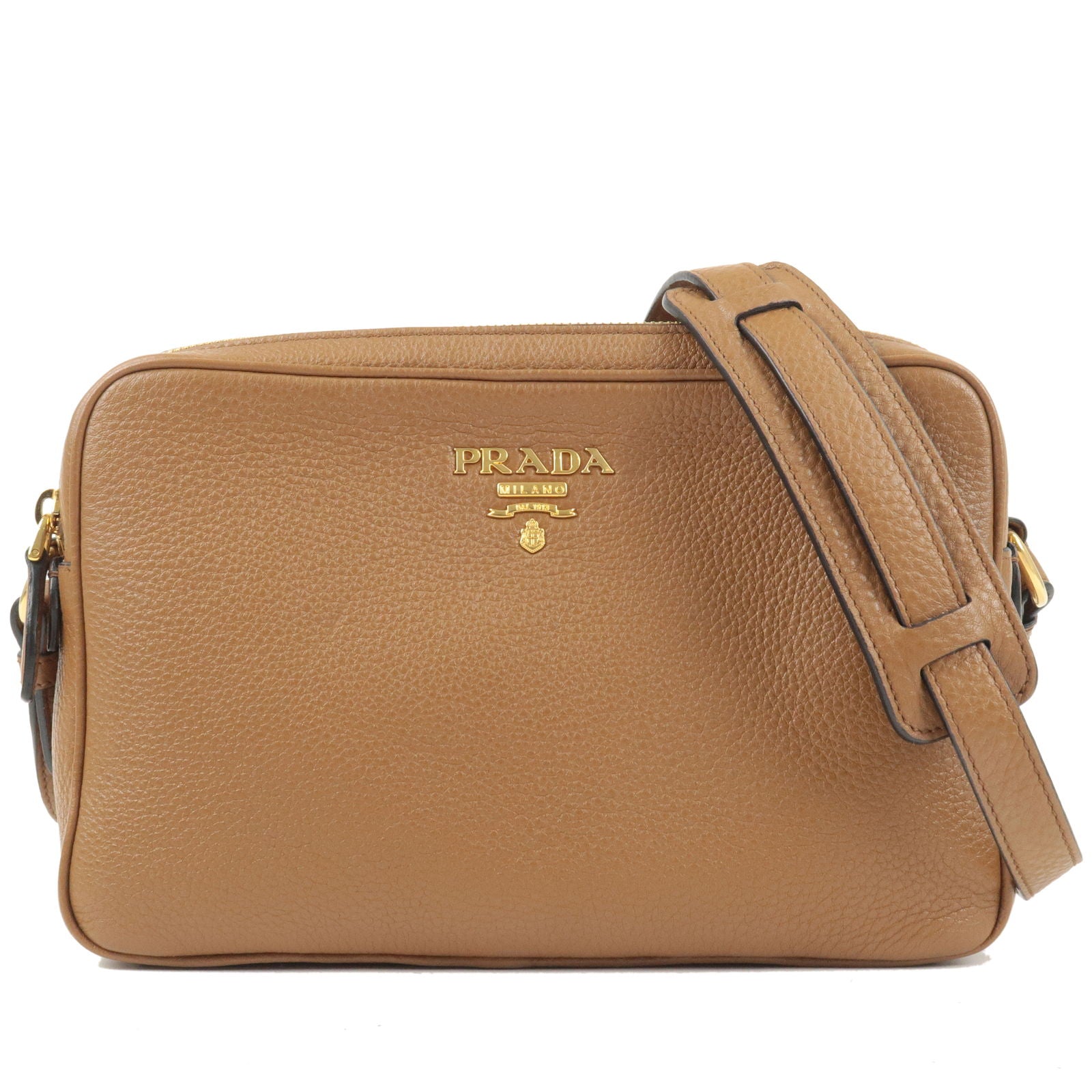 Prada Prada Logo Leather Shoulder Bag Crossbody Bag Brown