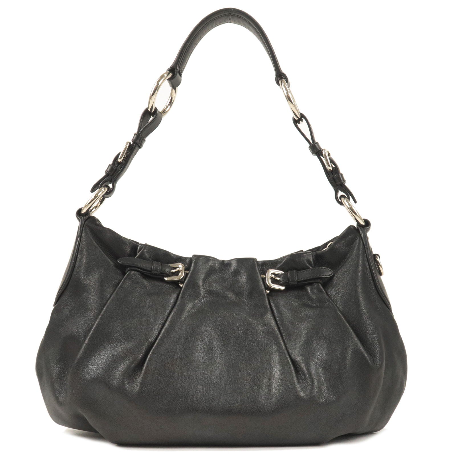 Prada Prada Logo Leather Shoulder Bag Hand Bag Nero