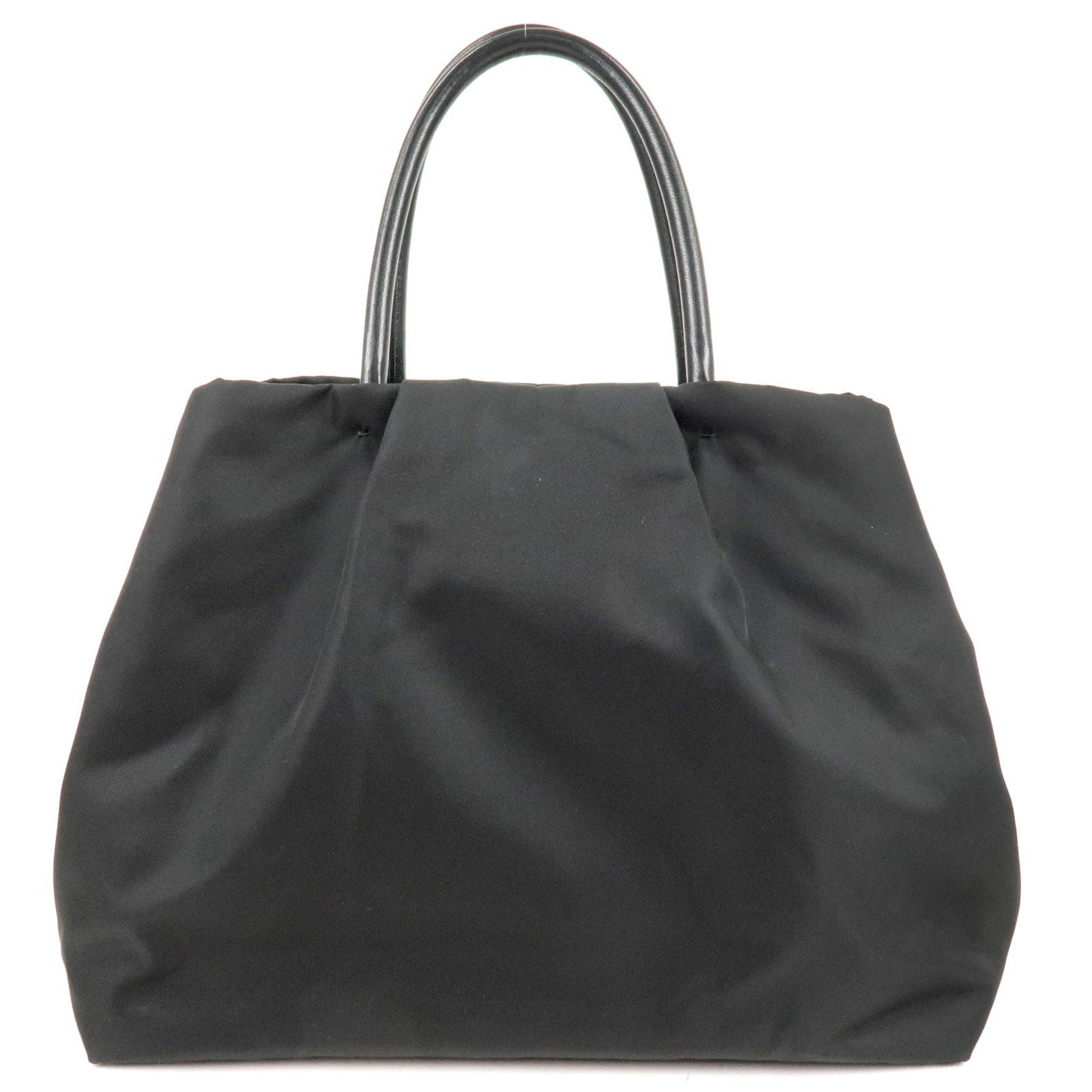 Prada Prada Logo Nylon Leather Ribbon Tote Bag Black