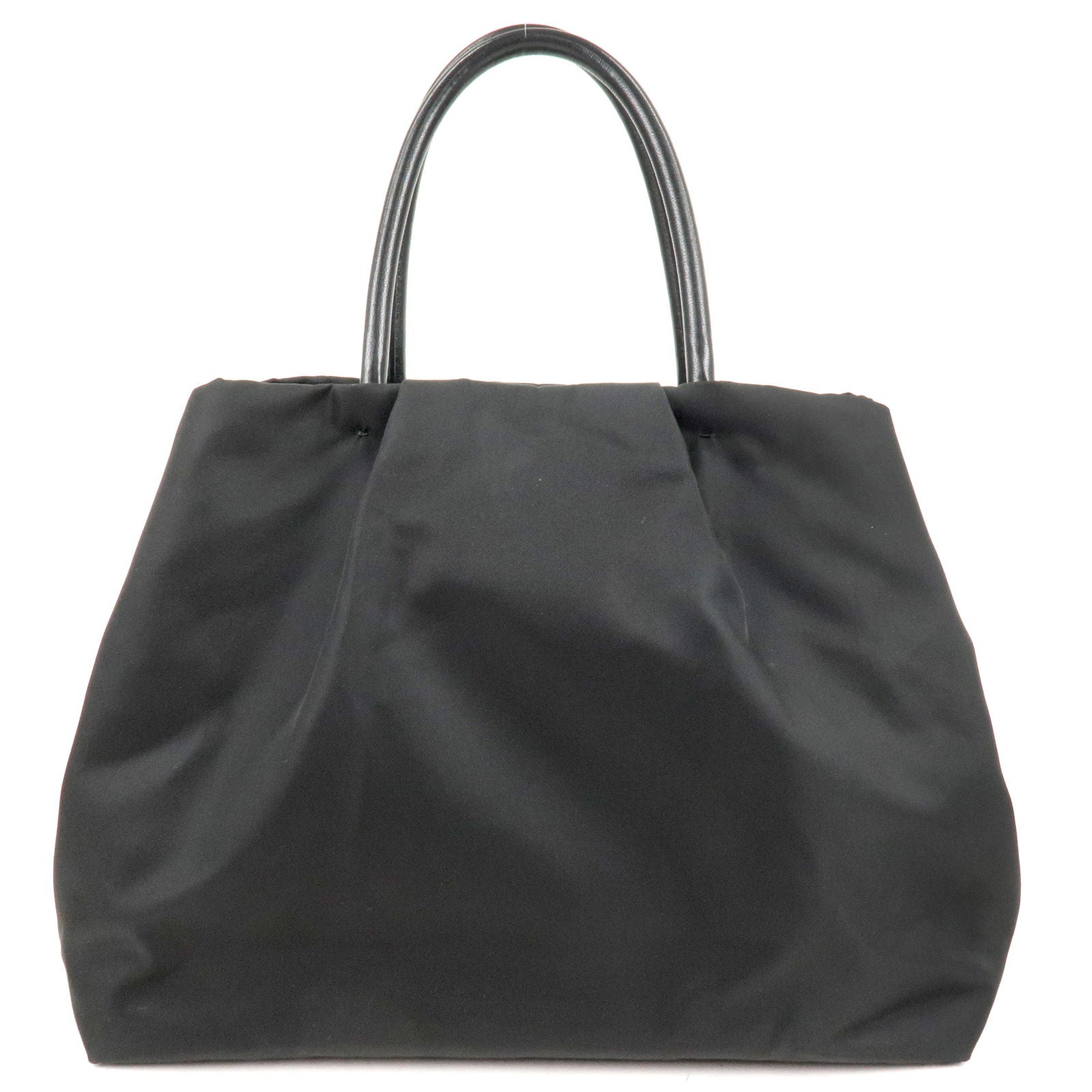 Prada Prada Logo Nylon Leather Ribbon Tote Bag Black