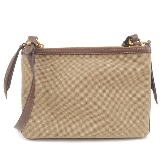 Prada Prada Logo Jacquard Leather Shoulder Bag Beige Brown 1Bh046 36444 8