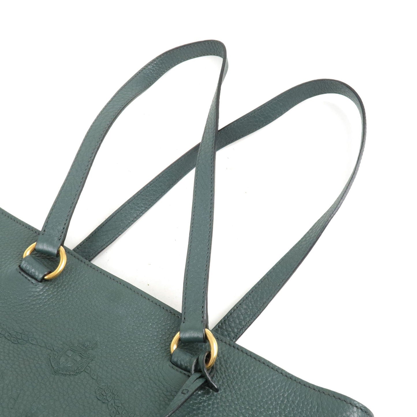 Prada Prada Logo Leather Tote Bag Hand Bag Green