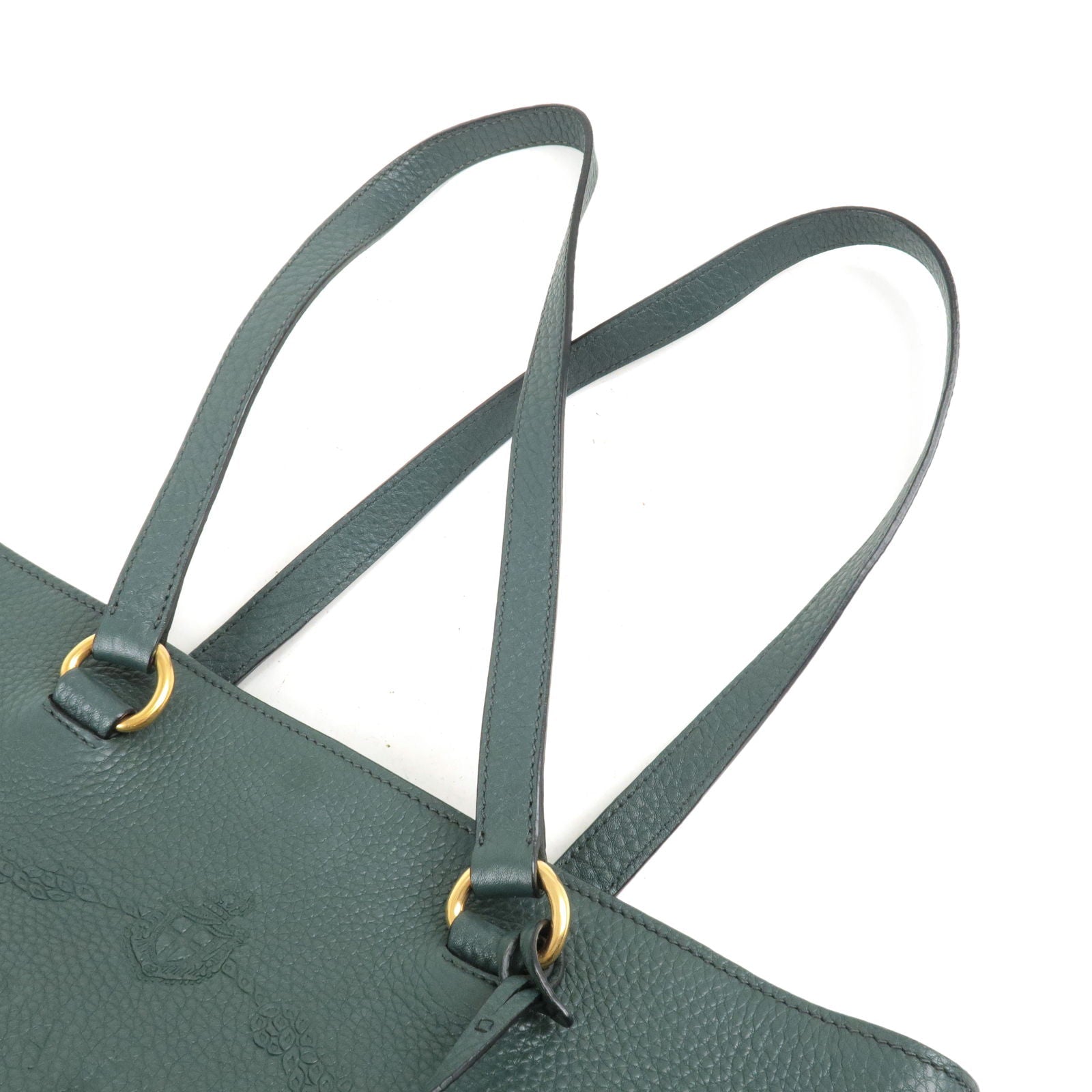 Prada Prada Logo Leather Tote Bag Hand Bag Green