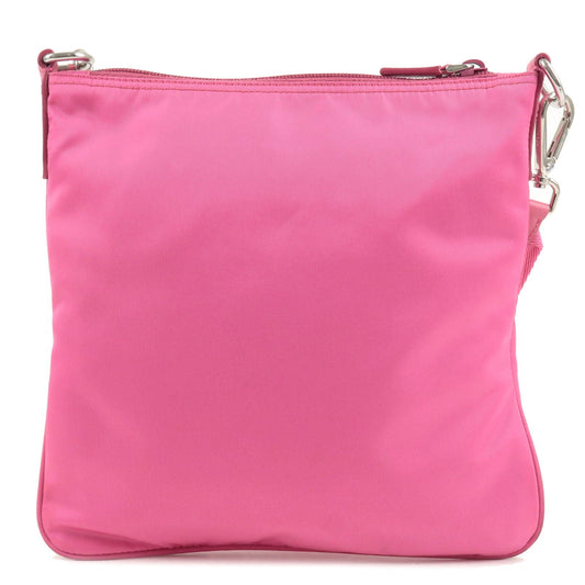 Prada Prada Logo Nylon Leather Shoulder Bag Pink 1Bh716
