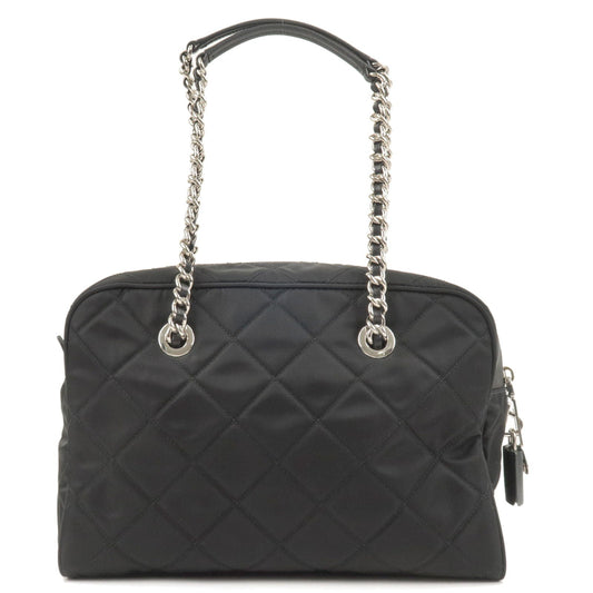 Prada Prada Nylon Leather Quilting Chain Shoulder Bag Black
