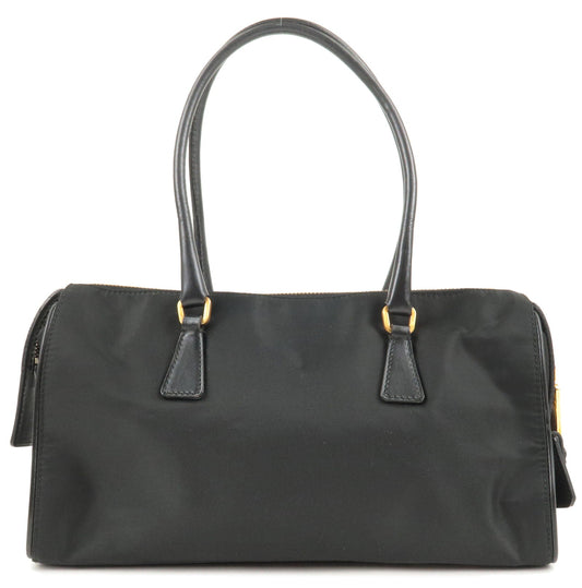 Prada Prada Logo Nylon Leather Hand Bag Black Nero Travel Bag