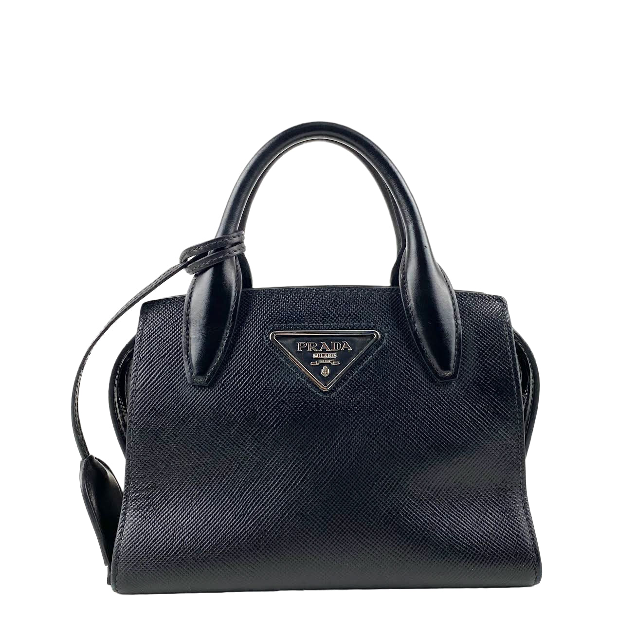 Prada Kristen Outlet Final Sale Luxury Handbag Saffiano Black Small Travel Bag