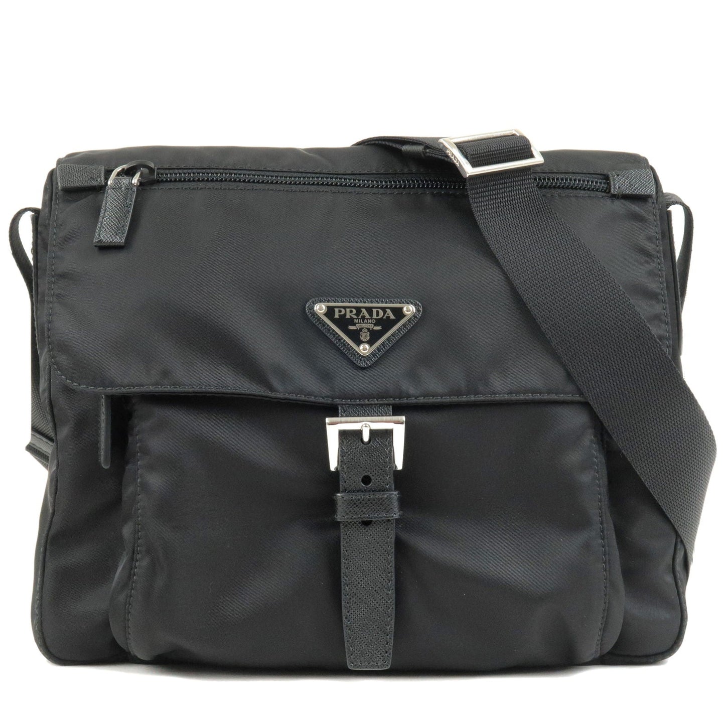 Prada Prada Logo Nylon Leather Shoulder Bag Nero Black 1Bd994 36550 12