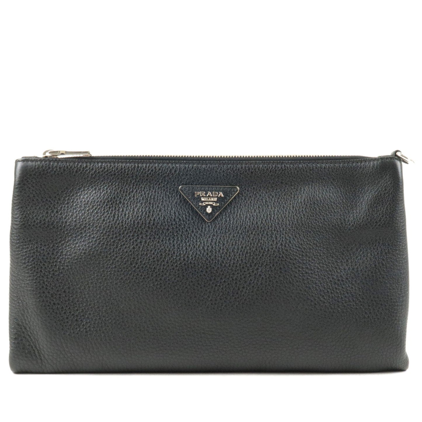 Prada Prada Logo Leather Clutch Bag Nero Black Bp0866