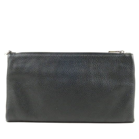 Prada Prada Logo Leather Clutch Bag Nero Black Bp0866