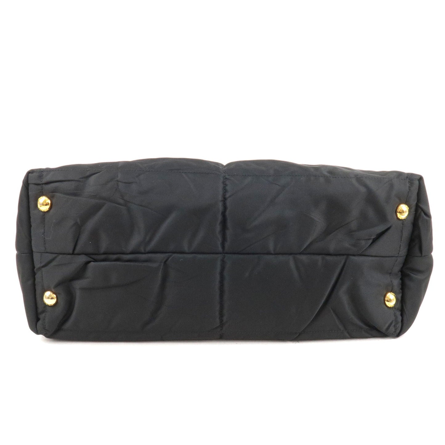 Prada Prada Logo Nylon Leather Chain Tote Bag Black