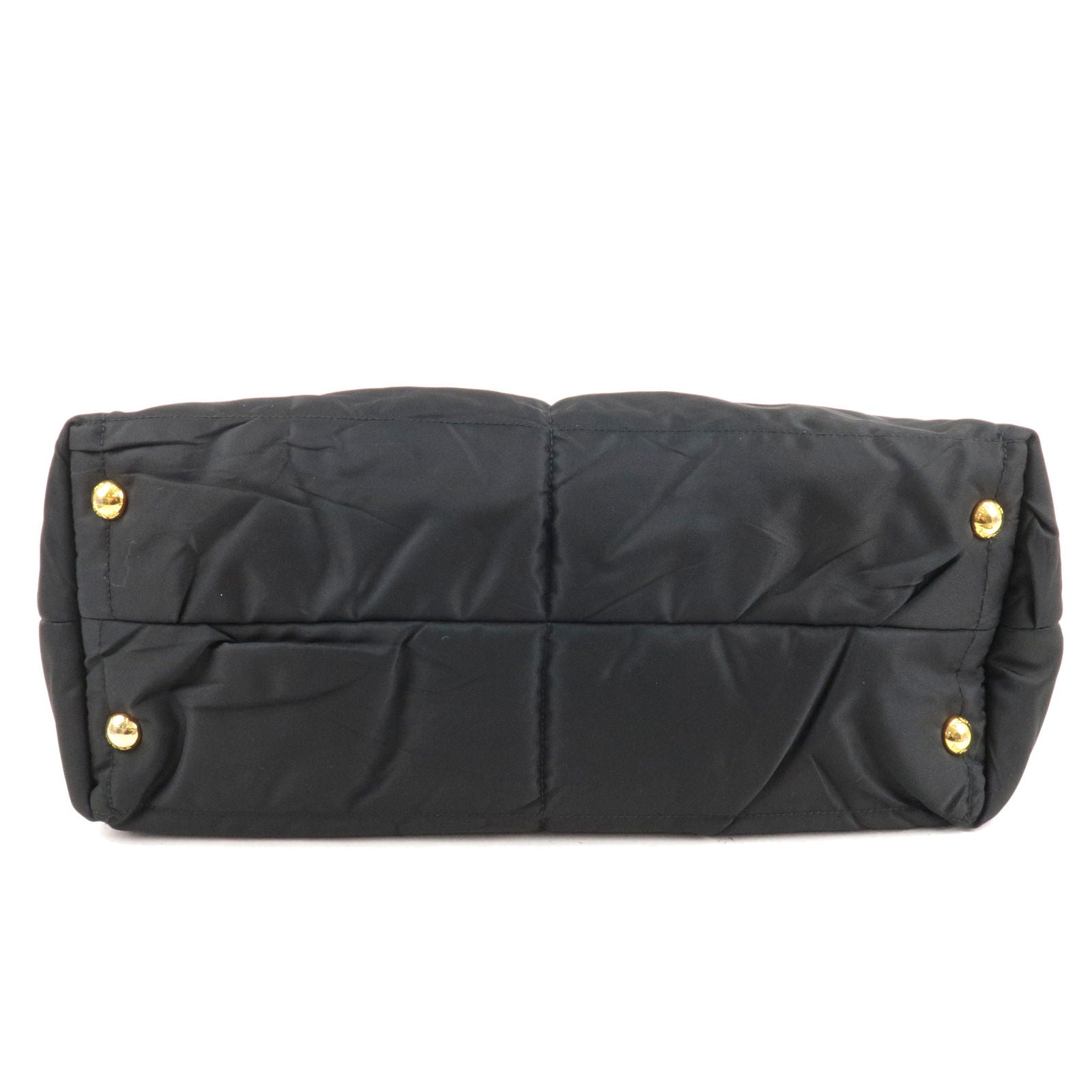 Prada Prada Logo Nylon Leather Chain Tote Bag Black