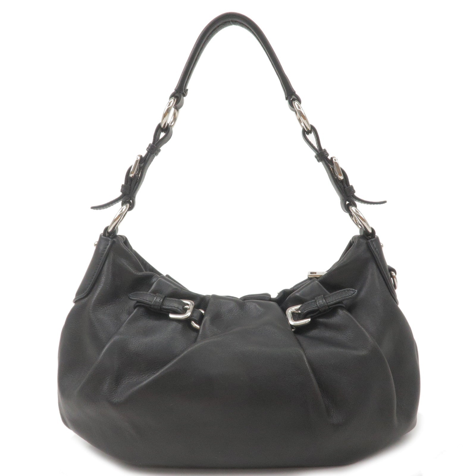 Prada Prada Soft Calf Leather Shoulder Bag Black Br3795