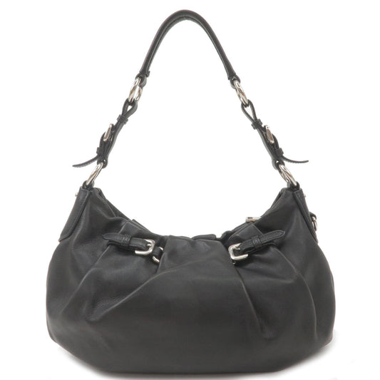 Prada Prada Soft Calf Leather Shoulder Bag Black Br3795