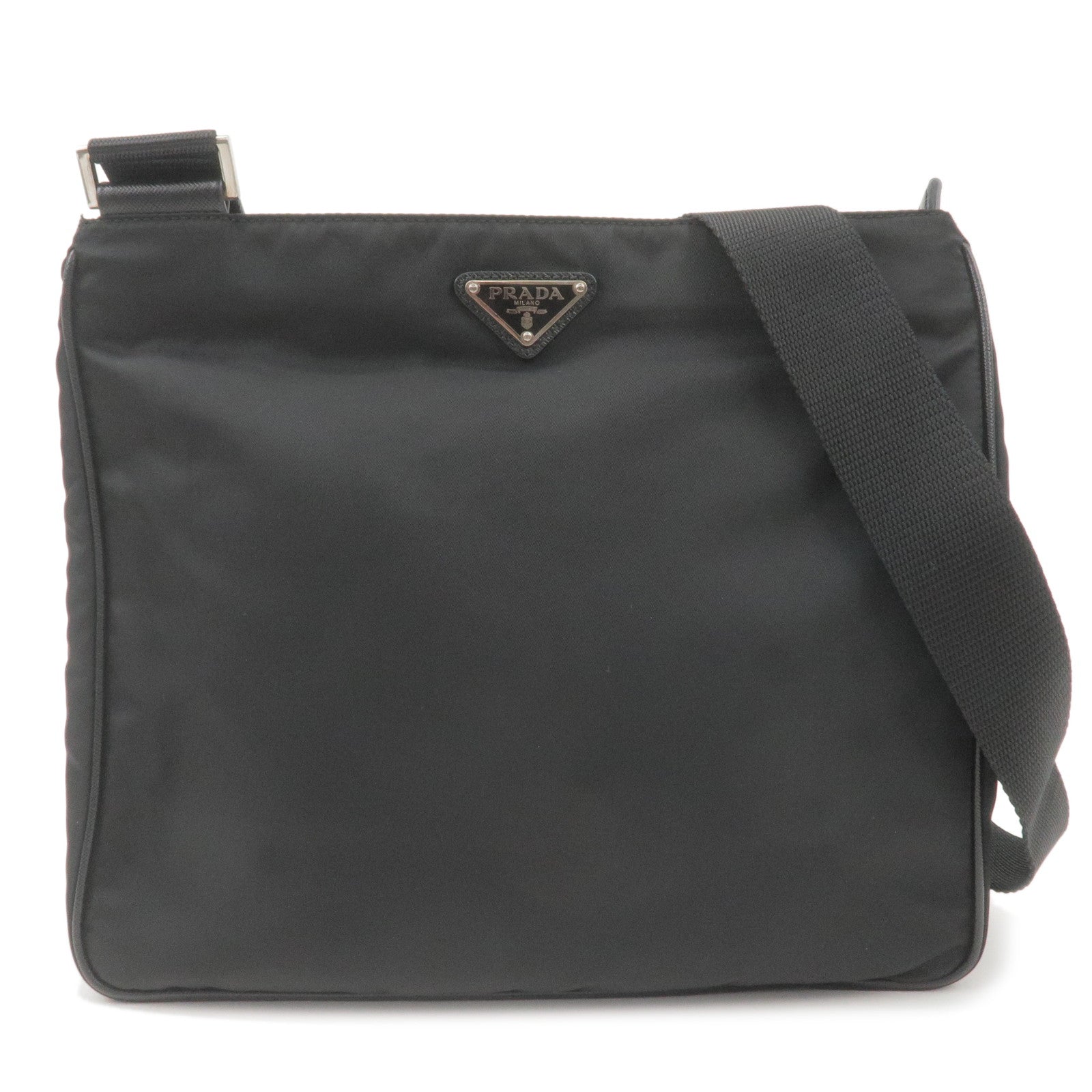 Prada Prada Logo Nylon Leather Shoulder Bag Nero Black Black 36701 15