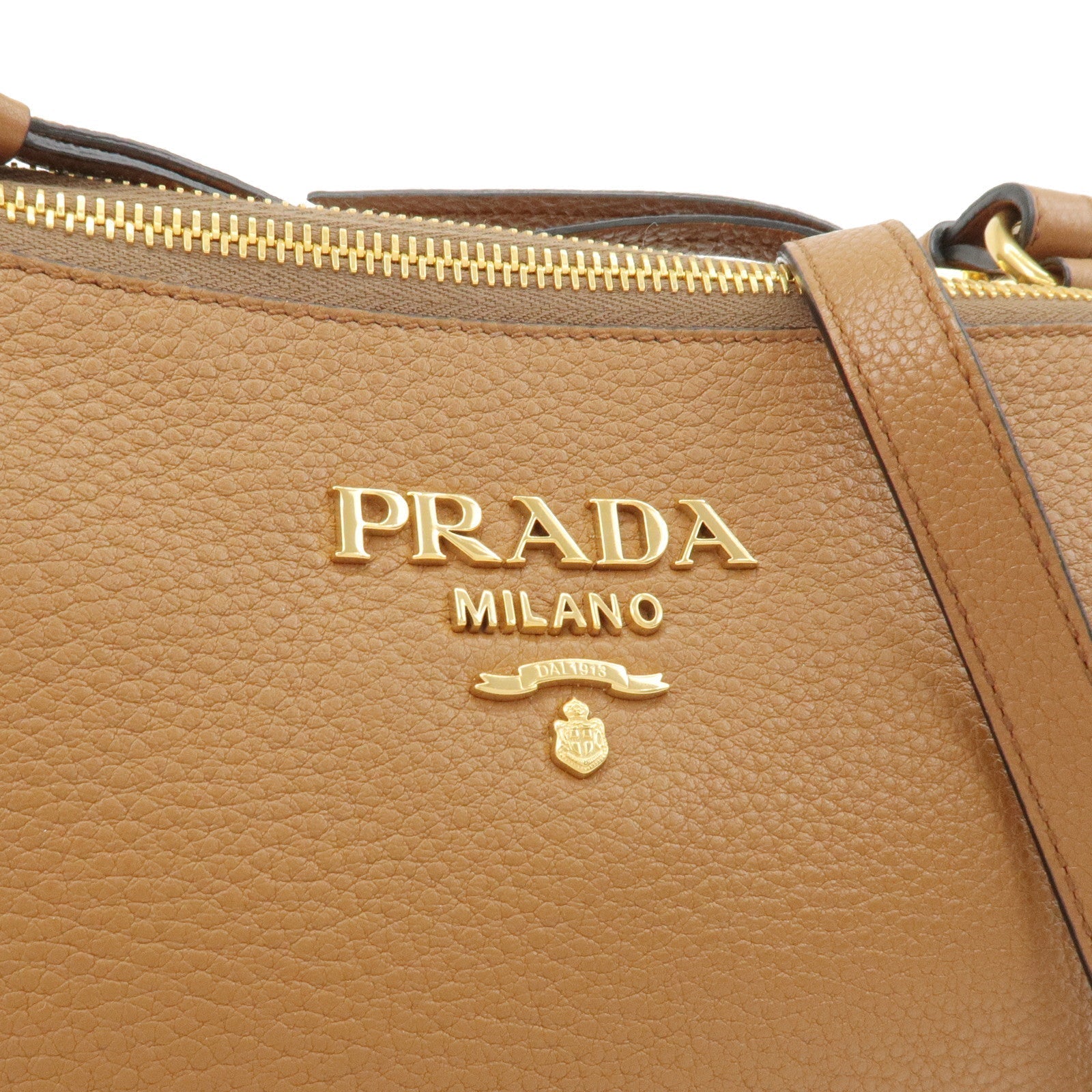Prada Prada Logo Leather Shoulder Bag Crosbody Bag Brown